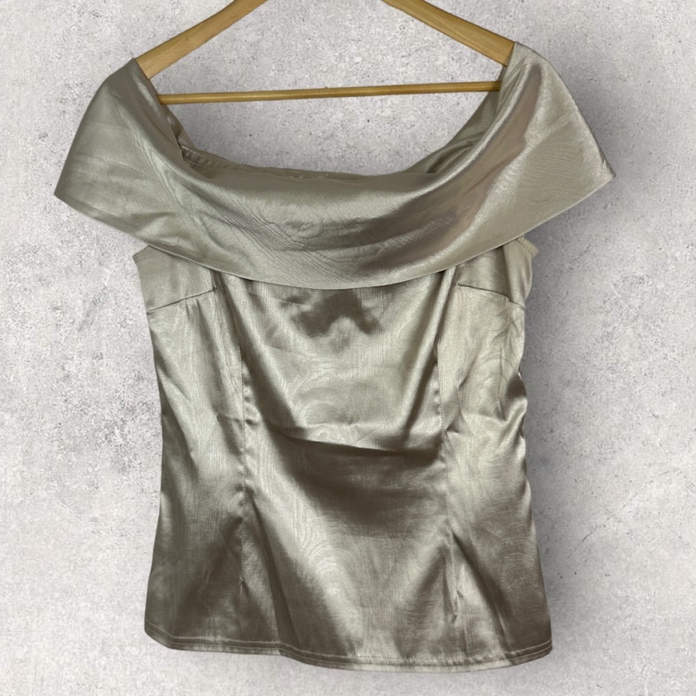 Vintage Joseph Ribkoff‎ Metallic Off Shoulder Drape Blouse Size Zip Size 10 Top